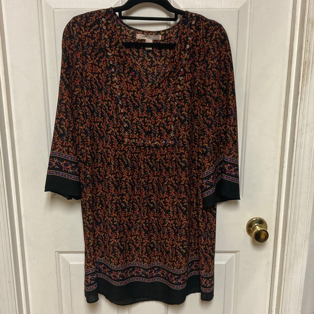 Forever 21 Black and Red Floral Patterned Dress